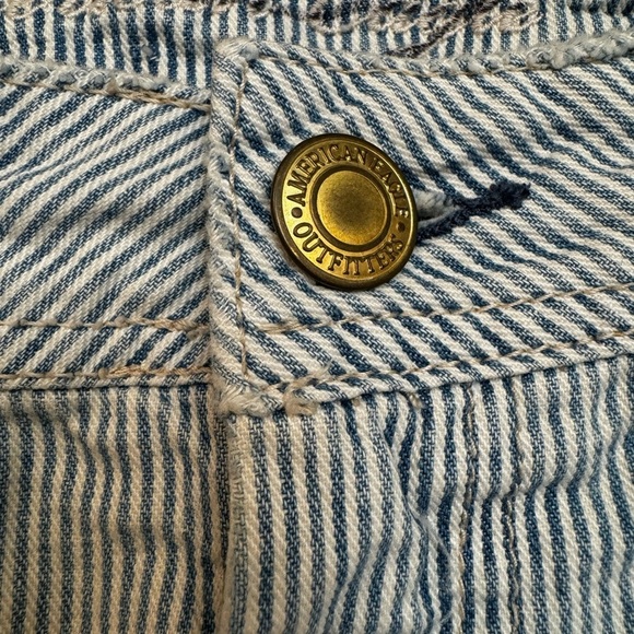 Y2K AMERICAN EAGLE OUTFITTERS Women’s Mini Skirt Blue Ticking Striped Cargo EUC - Picture 7 of 13